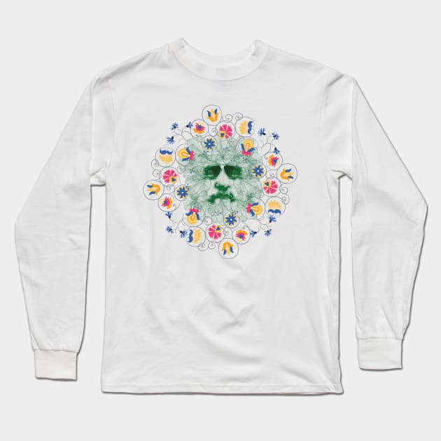 Green man with colorful flowers Long Sleeve T-Shirt by Ricogfx